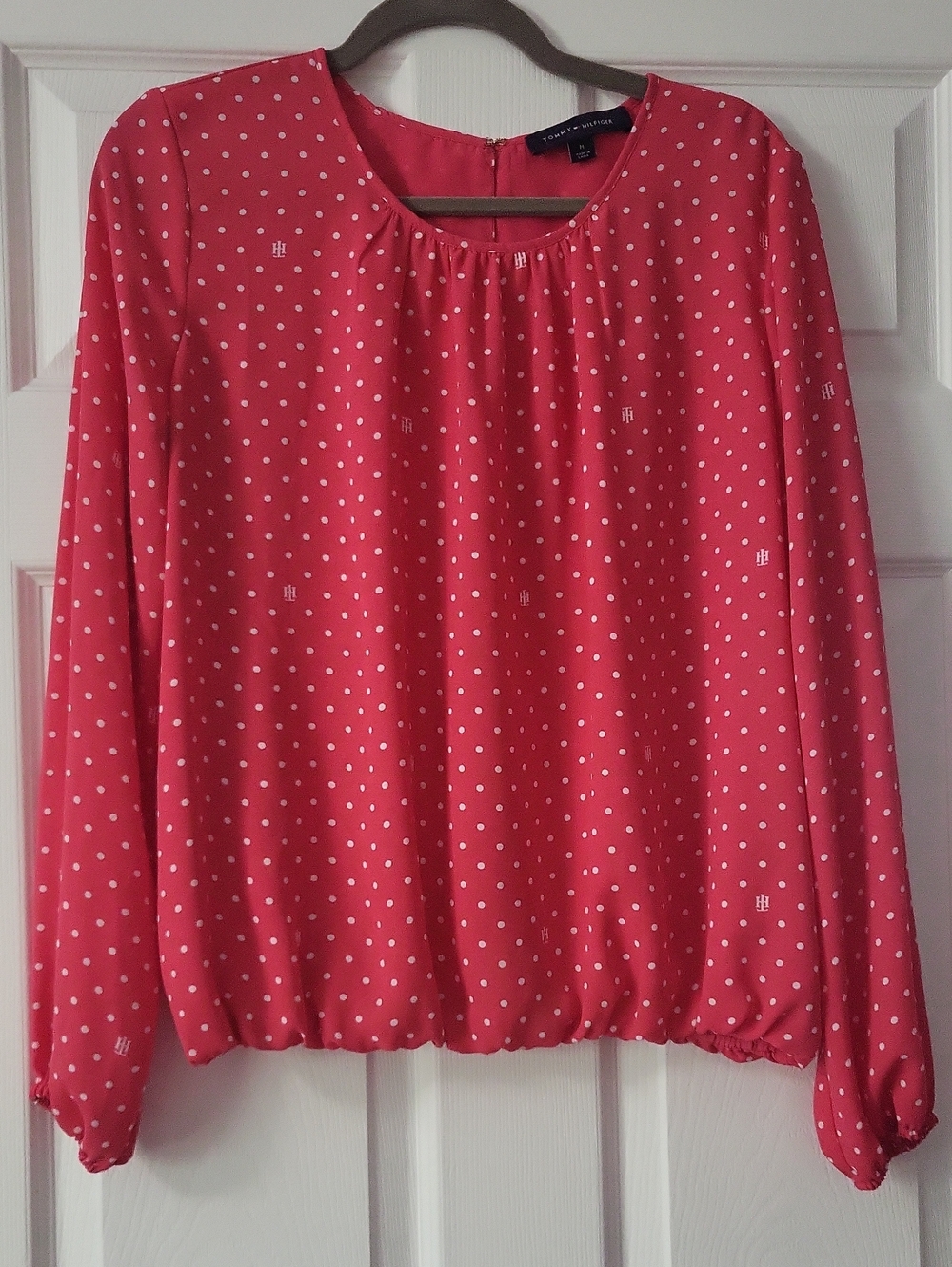 Tommy Hilfiger Hot Pink Polka Dot Long-Sleeve Blouse